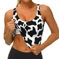 thumbnail image 4 of Fotbe Cow Print Black White Pattern Womens' Sports Bra Longline Wirefree Padded with Medium Support Sports Moisture-Wicking Workou Vest,Tank Top-Small, 4 of 9