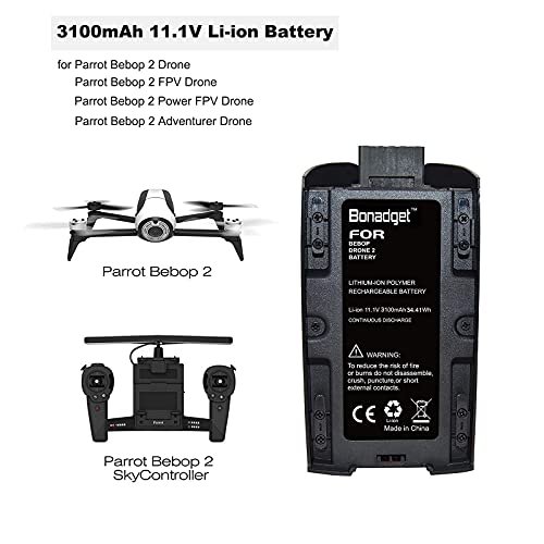 Batería de reemplazo 3100mAh 11.1V Bonadget compatible con Parrot Bebop 2 Drone Bebop 2 FPV