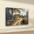 thumbnail image 2 of Vintage Golden Frame Canvas Wall Art - Countryside Landscape with Wooden Fence & Tree-Lined Path, Horizontal Ink on Canvas Painting for Living Room, Bedroom, Office Decor, Ready to Hang, Canvas Wall, 2 of 10