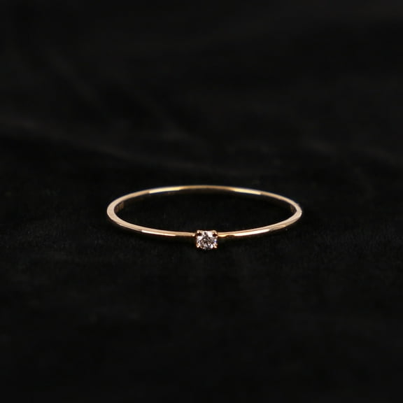 Simple Women 10K Solid Yellow Gold Ring Studded with Natural Diamond SI2/GH for All Ages