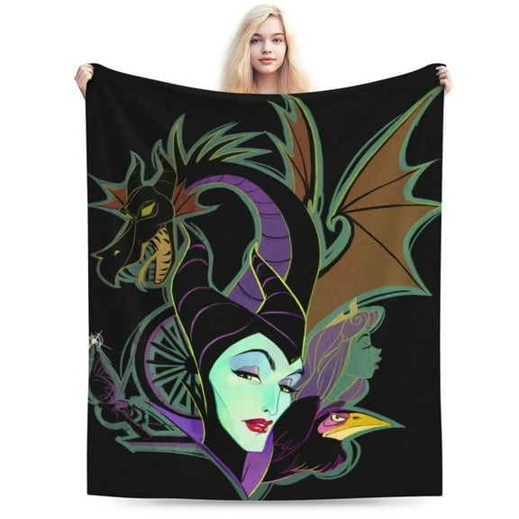 Maleficent Blanket Cozy Warm Flannel Throw Blanket for Living Room Bedroom Bed Sofa Car, All Seasons Fleece Blankets Gifts for Kids Teens Adults 40"X30"