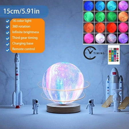 

1pc Rotating Planet Night Light Remote Control Light Kids Bedroom Light Rechargeable Planet Light Gift Moon Night Light Bedside Sleeping Table Lamp Creative Desktop Decoration Roma