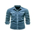 thumbnail image 1 of POINTERTECK Men Button Down Shirts Cual Long Sleeve Lapel Collar Solid Color Slim Fit Corduroy Tops for Autumn, 1 of 7