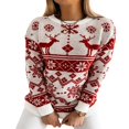 thumbnail image 1 of Chandails de Noël pour Femmes Col Rond Chandail Décontracté Manches Longues Tricoté Automne Hiver, 1 of 7
