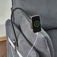 thumbnail image 6 of FFH Oversized Chaise Lounge Chair Indoor with Storage Ottoman, Corduroy Accent Chair with Charging Ports, Side Pockets and Phone Holder, Gray, 6 of 10