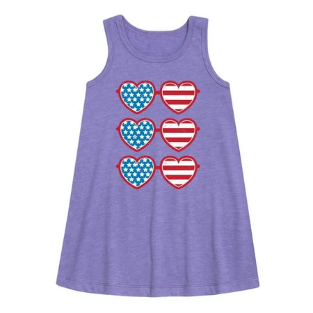 

Instant Message - Retro Sunglasses American Flag - Toddler & Youth Girls A-line Dress