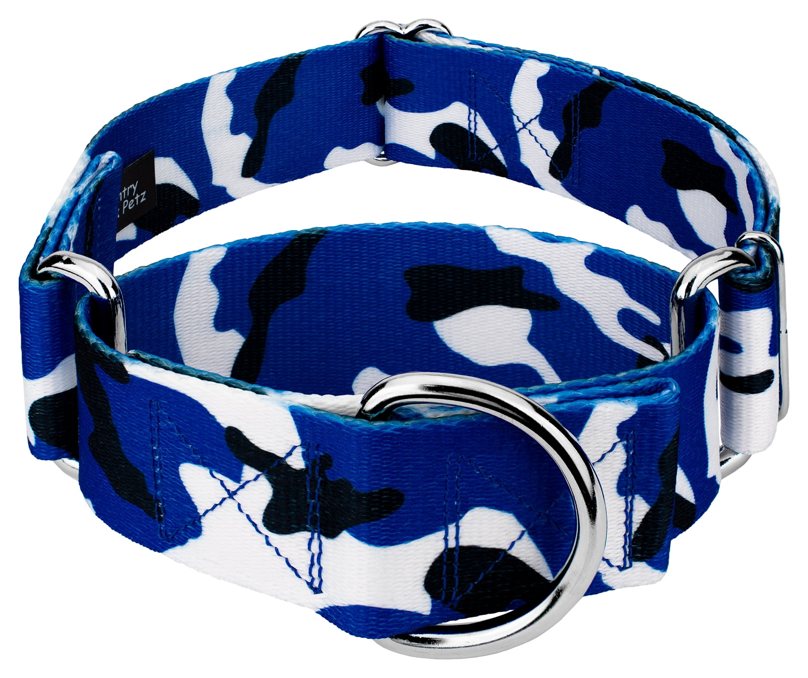 Country Brook Petz® 1 1/2 inch Royal Blue & White Camo Martingale Dog