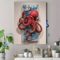 thumbnail image 4 of Red Octopus Canvas Wall Art，Ocean Creature Decor for Living Room Bedroom Dining Room Bathroom, 4 of 8