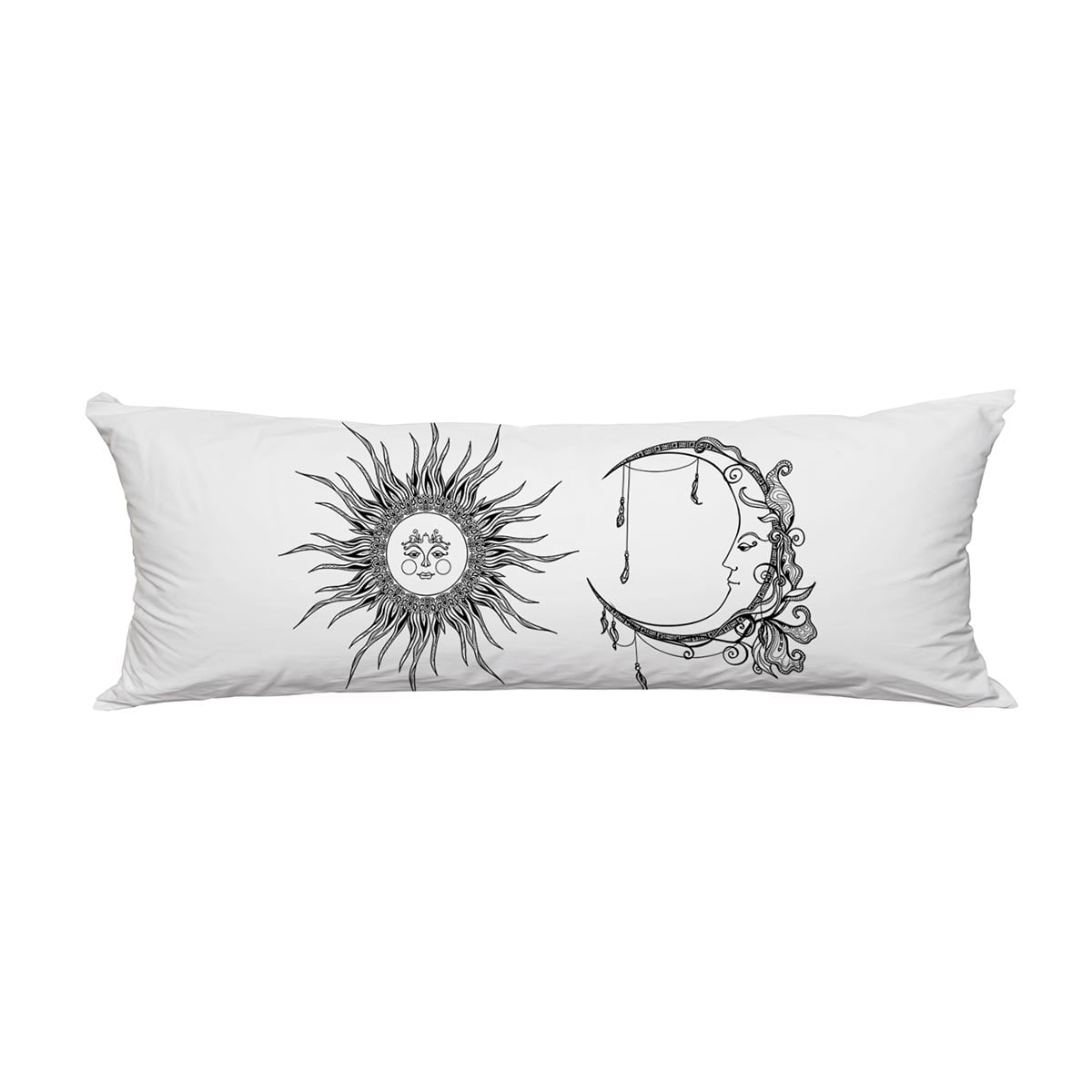 PKQWTM Sun Moon Face Long Body Pillow Case Cover Pillow Cushion Size 20x60 Inches