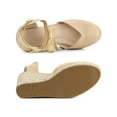thumbnail image 4 of BLISSFUL STEP Women's Shoes Espadrille Wedge High Heel Round Toe Sandals Beige 7.5, 4 of 7