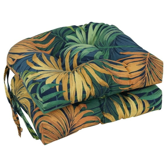 Blazing Needles 16-inch Polyester Patterned Outdoor U-shaped Chair Cushions (Set of 2)