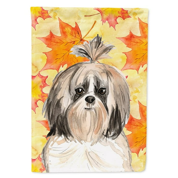 Carolines Treasures CK1826CHF Fall Leaves Shih Tzu Flag Canvas House Size  Large multicolor