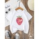 thumbnail image 1 of [Camiseta de Fresa] Camiseta de algodón suave con estampado de fresas para niña | Camiseta de manga corta con cuello redondo y diseño pixelado de fresas, lavable a máquina, ideal para cualquier temp, 1 of 8