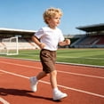 thumbnail image 4 of Gubotare Boy Uniform Shorts Toddler Boy Athletic Shorts Boys Soccer Shorts Basketball Short Pants with Pockets Size 7-8 (Brown,7-8 Years), 4 of 5