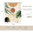 thumbnail image 4 of Mid Century Boho Shower Curtain Abstract Tropical Palm Leaf Watercolor Arch Botanical Minimalist Geometric Bathroom Aesthetic 72Wx72L Inches Bath Accessories Home Decor Fabric 12 Pack Hooks, 4 of 6