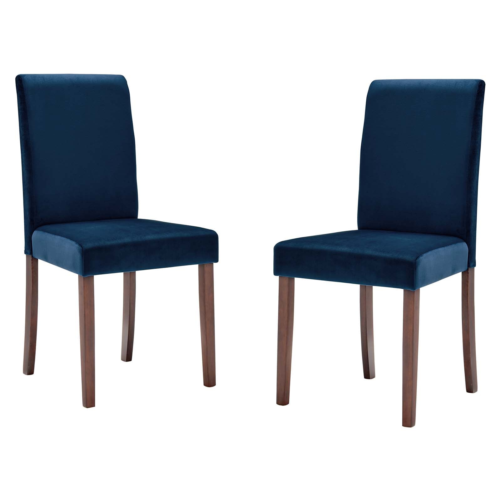Side Dining Chair, Set of 2, Velvet, Wood, Blue Navy, Modern
