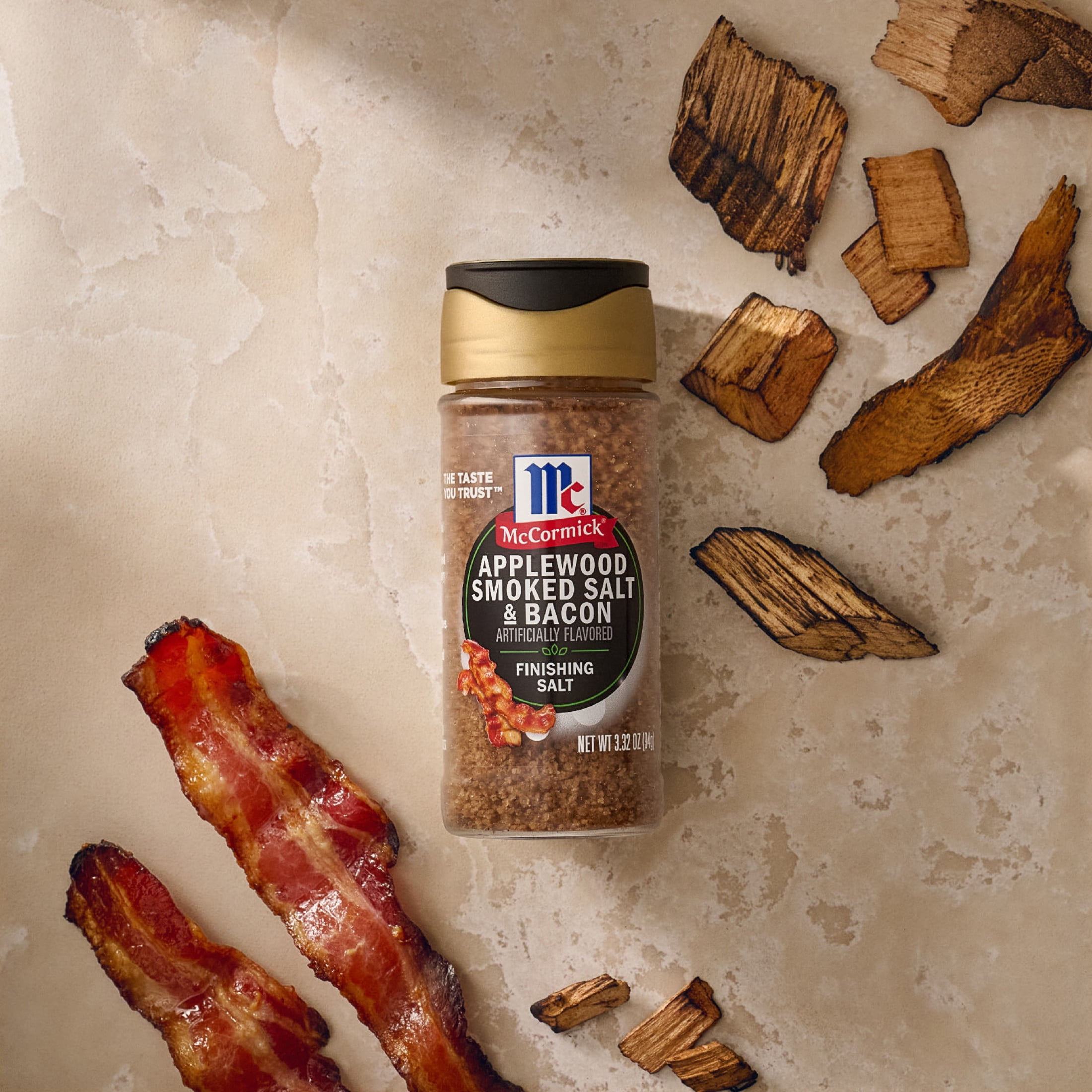 (3 pack) McCormick Applewood Smoked Salt and Bacon Finishing Salt, 3.32 oz Bottle