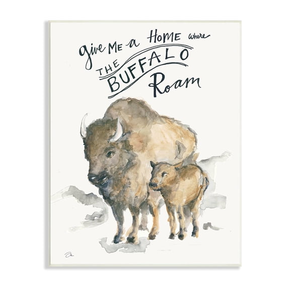 Stupell Industries Give Me A Home Phrase Buffalo Wild West Animal,10 x 15, Design by Jessica Mingo