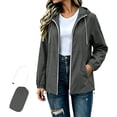 thumbnail image 2 of Hurxie Women's Waterproof Raincoat Lightweight Rain Jacket Hooded Adjustable Windbreaker Rain Coats with Pocket for Outdoor Dark Gray,S, 2 of 8