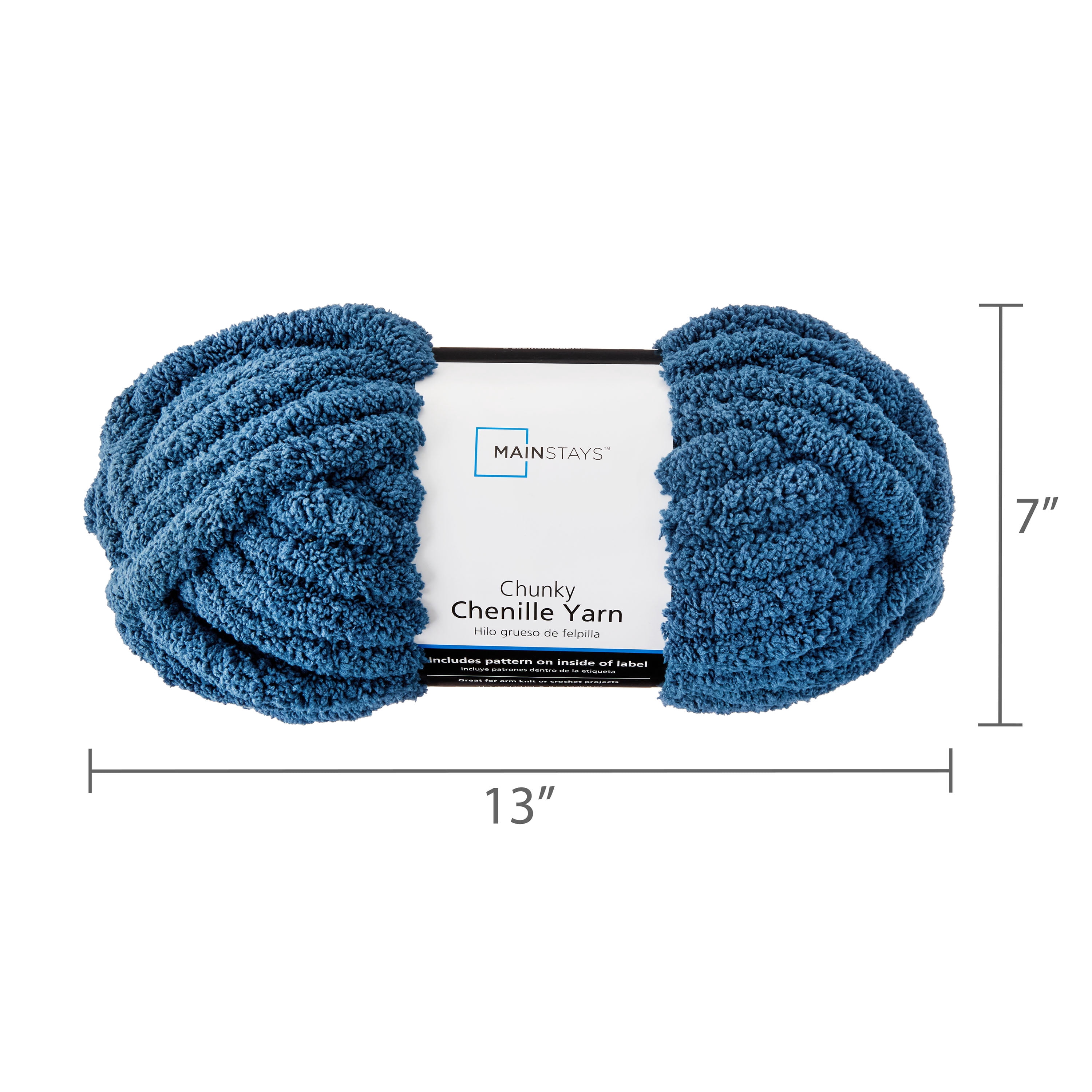 Mainstays Chunky Chenille Yarn, 31.7 yd, Orion Blue, 100% Polyester, Super Bulky