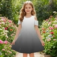 thumbnail image 5 of Cold Shoulder Dresses for Girls with Pockets Size 3-14 Teens Kids Trendy Gradient Printed Short Sleeve Crewneck Pullover Tshirts Dress, 5 of 8
