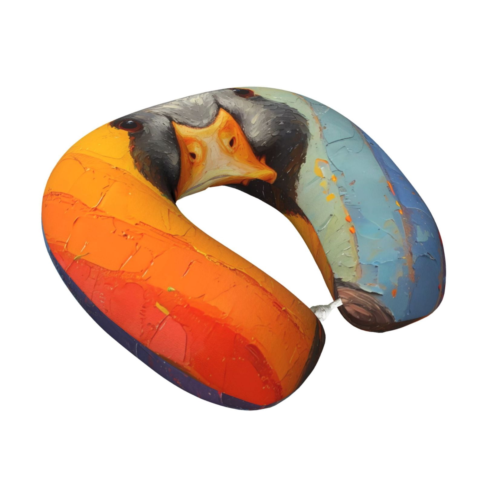 Xecao Colorful Painted Duck Print Memory Foam Cervical Neck Pillow Versatile U-Shaped Pillows for Home,Office,Camping,Travelling,Soft Washable Cover