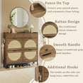 thumbnail image 3 of Rattan Shoe Cabinet with 4 Flip Drawers, Shoe Storage Cabinet with Adjustable Shelves, Narrow Shoe Cabinet with Metal Legs & Handles for Entryway, Hallway, Organizer, Rustic Oak Rattan, 3 of 13