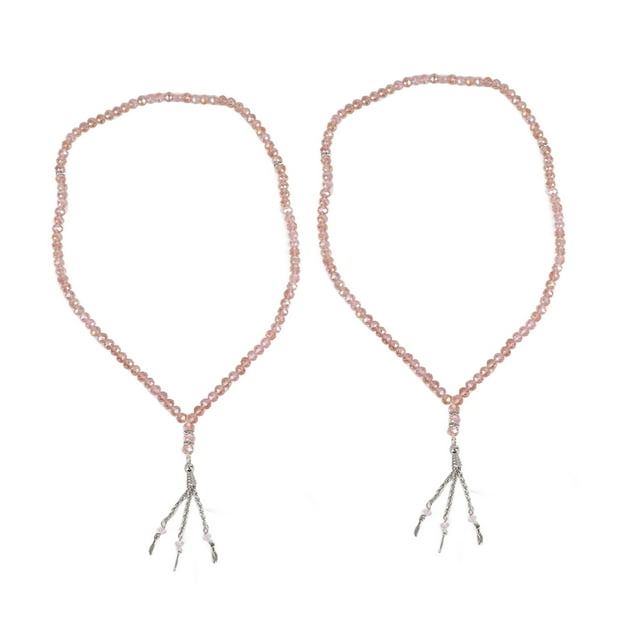 2 cuentas de oración musulmanas, 99 cuentas, separadores de mihrab, diseño exquisito, cuentas de oración Tasbih para bolso de mano, color rosa