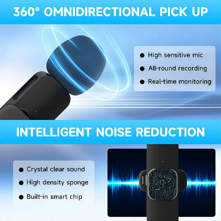 Wireless Lavalier Microphone For IPhone/Android/iPad/Laptop Dual