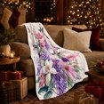 thumbnail image 3 of Three Hummingbirds With Cascading Flowers for Hummingbird Enthusiasts, Expressive Floral Watercolor Illustration Home Decor for Living Room and Bedroom, Mother's Day Gift and Cozy Flannel Blanket, 3 of 7