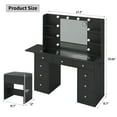 thumbnail image 3 of Vanity Desk & Power Outlet, Makeup Vanity with Mirror and LED Lights, Makeup Table, Fold-up Panel, Vanity Set 3 Lighting Modes Brightness Adjustable, 3 of 7