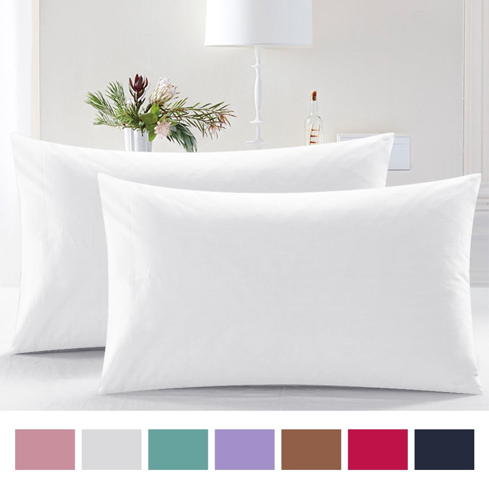 UHCBeddings Pure & Perfect 1500 Thread Count 2 Pillow Cases 1500TC Ultra Soft Single-Ply 100% Egyptian Cotton White Solid 