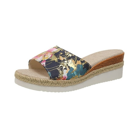 

Krdevn Women s Summer Fashion Open Toed Wedge Sandals With Platform Soles Black 9