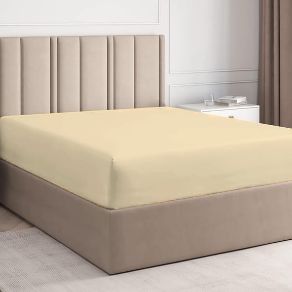 Dormir Fine Linen Fitted Sheet Only, 100% Cotton 400 Thread Count, Deep Pocket, All Round Elastic, Soft Cooling Sheets, Twin, Ivory