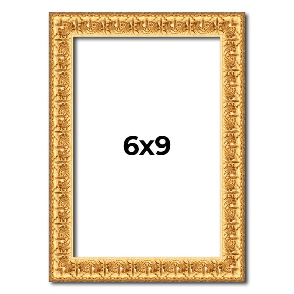 6x9 Frame Gold Real Wood Picture Frame Width 1 inches | Interior Frame Depth 0.5 inches | Edwina