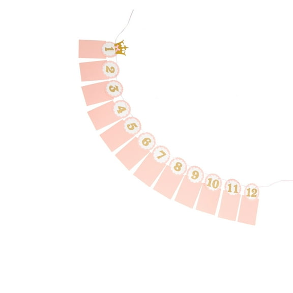 WHAMVOX Pink Birthday Bunting Banner with Crown Design for Party Decoration 1st Birthday Garland Flags Photo Prop