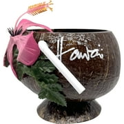 South Seas Native Treasures Coconut Cup with Straw and Flower