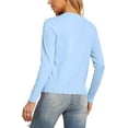 thumbnail image 3 of Women's Lightweight Button Down Cardigan Sweater, V Neck Scalloped Trim Slim Fit Long Sleeve Knit, 3 of 5