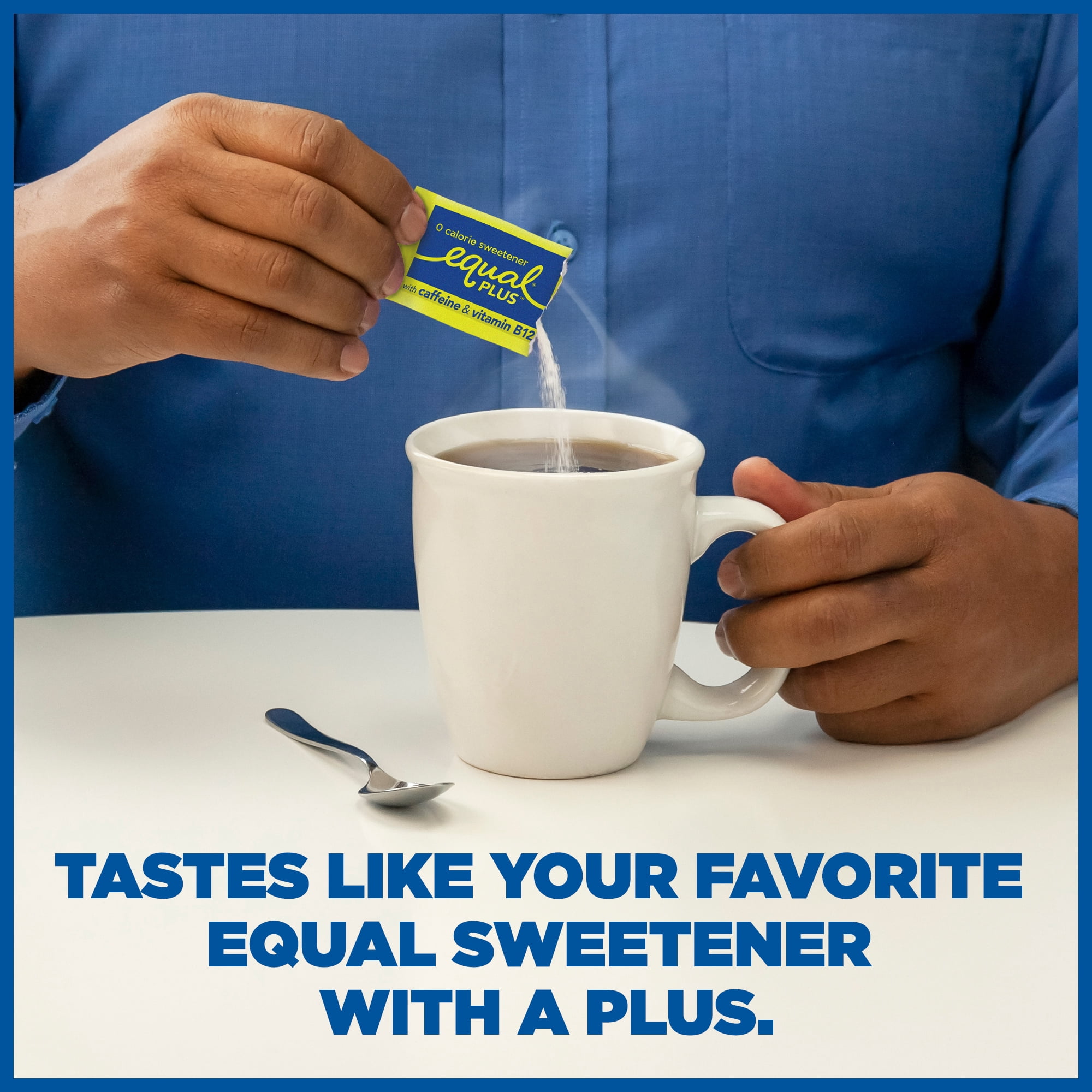 Equal PLUS Sweetener Packets with Caffeine and Vitamin B12, 100 Ct.