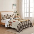 thumbnail image 5 of Quilts Full Size Bedding Set, Christmas Elk Lightweight Quilted Comforter, Xmas Ball Botanical Black Checked Taupe Gingham Reversible Bedspread Coverlet with Pillow Covers for All Season, 78" x 90", 5 of 9