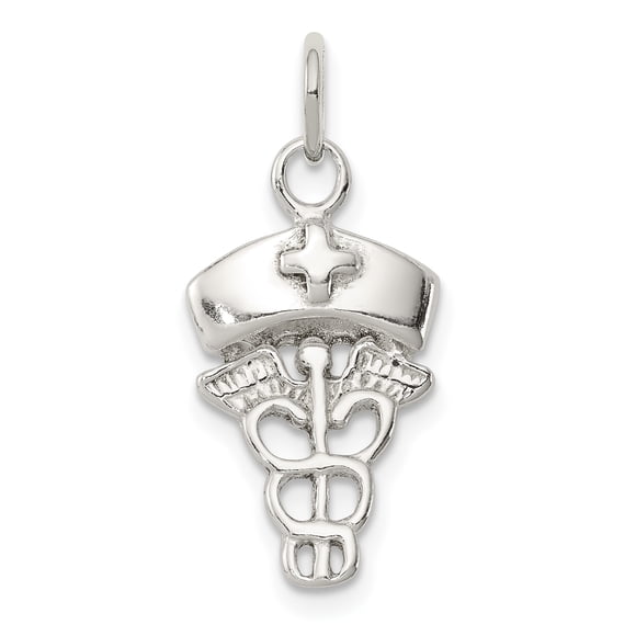 925 Sterling Silver Registered Nurse Caduceus Paramedic Rn Doctor Medical Student Nursing Symbol Necklace Charm Pendant Career Professional