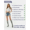thumbnail image 4 of HUGH UGOLI Women Cotton Knee High Socks with 3 Stripes, Long Dress School Uniform Socks for Girls, Boot Socks, Shoe Size 5-8, Navy Blue / Light grey, 4 Pairs, 4 of 5