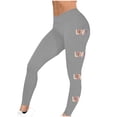 thumbnail image 4 of lcziwo Clearance Sales Today Sales Prime, Workout Leggings for Women Trendy Letter Graphic Print Compression Leggings Casual High Waisted Tummy Control Tight Yoga Pants Gray L, 4 of 7