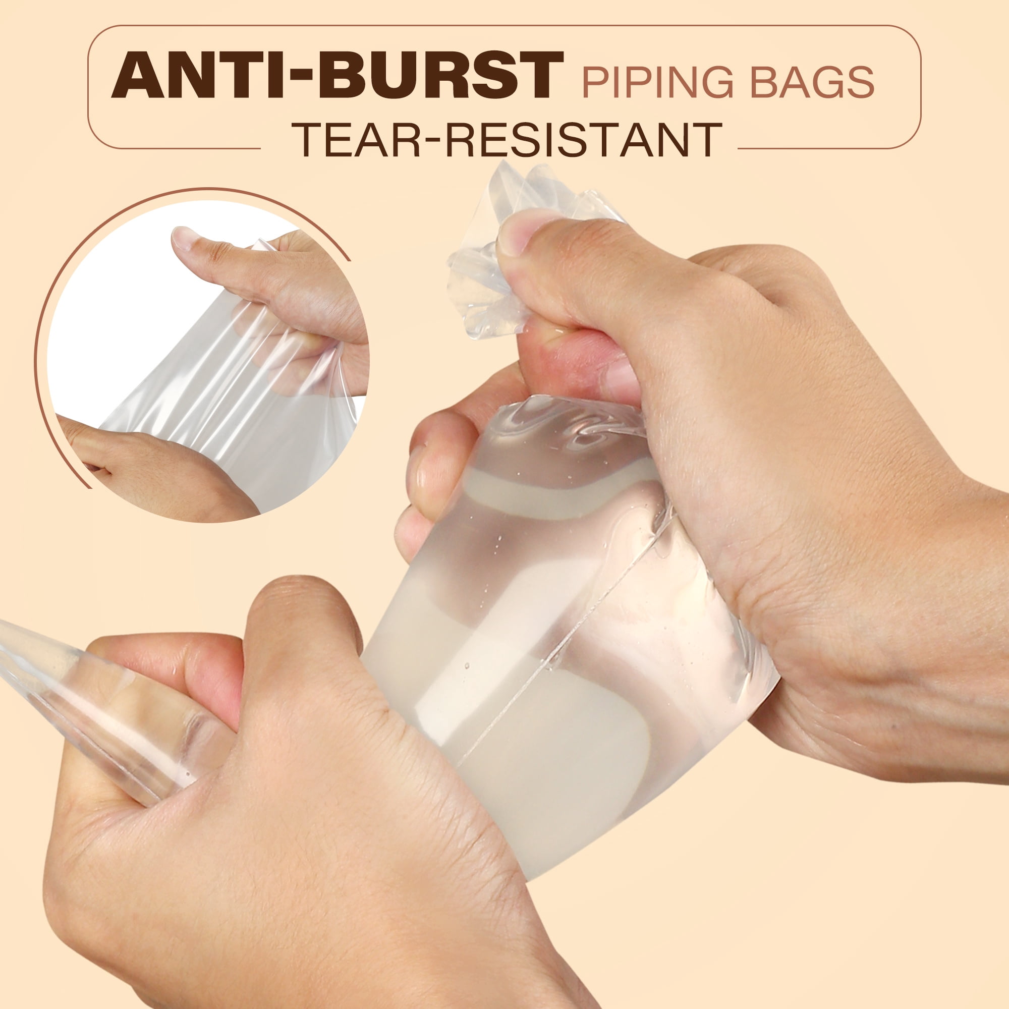 LotFancy Piping Bags, 150 Pcs 12" Disposable Pastry Bags & 5 Clips, Thick Icing Bags, Non-Slip