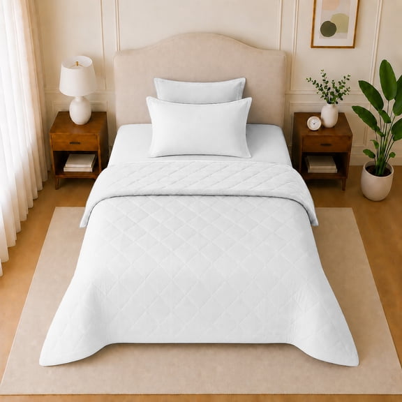 Loomsnest 2-Piece Twin Comforter Set, All Season Duvet Insert, Soft, Lightweight, Diamond Stitched, Reversible Down Alternative Comforter (White)