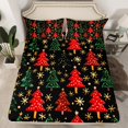 thumbnail image 2 of Manfei Christmas Stars Child Bed Sheets, Green Red Xmas Tree King Sheets, Vintage Western Festival Sheet Set, Luxury Bedroom Decor, 4pcs, 2 of 7