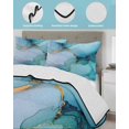 thumbnail image 4 of Quilts Full Size, Teal Blue Marble Soft Comforter Bedding Set for Bed, Modern Abstract Art Marble Crack Lightweight Quilted Bedspread with Pillow Cover(2 Pieces) for All Season, 78x90 Inch, 4 of 6