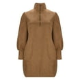 thumbnail image 5 of Elvqul Womens Dresses Long Sleeve V Neck Dresses for Women Plus Size Solid Pullover Short Dresses with Pockets Khaki Elegant, 5 of 5