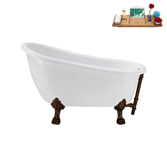 53'' Streamline N487ORB-ORB Soaking Clawfoot Tub and Tray with External Drain