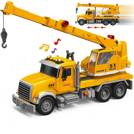 Construction Truck Toys for Kids 3-6 Years, Toy Crane Truck for Toddler Boys Age 4-7 Birthday Christmas Gifts